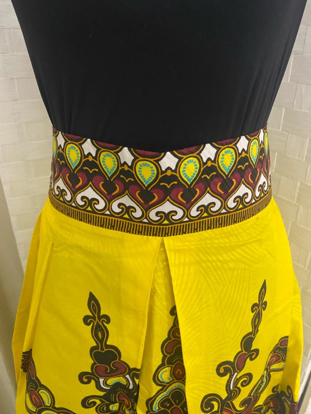 Vibrant Yellow African Print Maxi Skirt - Picture 4 of 9